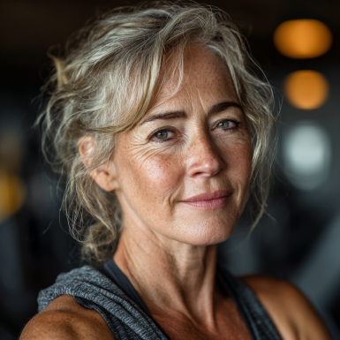 Літні люди займаються спортом у залі